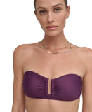 DKNY Shirred U-Wire Bandeau Bikini Top DIMTS403 Port Purple L