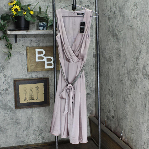 Lauren Ralph Lauren Satin Sleeveless Cocktail and Party Dress Purple Dove 4