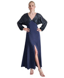 DKNY Womens Sequin Embellished Blouson-Sleeve Gown ED4EZA01 Spring Navy 4
