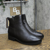 Cole Haan Black Padded River Block Heel Zip-Up Leather Booties Black Leather 8B