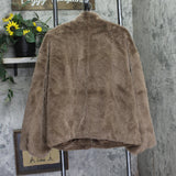 A New Day Womens Faux Fur Zip Up Jacket 94745753 Brown 2XL
