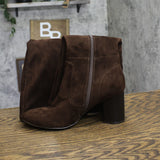 Style & Co. Brysonn Round Toe Boots Block Heel Faux Suede Dark Roast Brown 7.5M