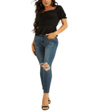 Guess Women's Riza Smocked Short Sleeve Top WBYP53K12X0