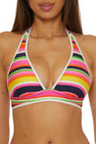 Trina Turk Womens Reversible Anniversary Stripe Bikini Swim Top Pink Multi 6