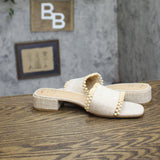 A New Day Womens Lottie Sandals Block Heel Pearl Accent Natural Brown 7.5M