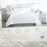 Hallmart Selina 9-Piece Comforter Bedding Set 95747 White / Silver Stripe Queen