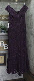 Xscape Womens Long Off-The-Shoulder Lace Dress Gown 4618X Mulberry Purple 14