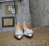 Journee Collection Width Slip On Pointed Toe Ballet Dress Flats Silver Gray 5.5W