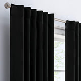 Eclipse Langley Solid 2-Piece Room Rod Pocket Window Curtains Black 52" x 95"