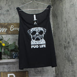 LA Pop Art Womens Word Art "Pug Life" Flowy Tank Top Black 2XL