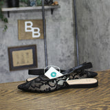 A New Day Womens London Lace Sling Back Bow Flats 94303527 Black 9M