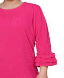 Ny Collection Textured Knit Plus Size Dress with 3/4 Sleeves Havana Pink 3X