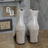 A New Day Cailin Ankle Sparkling Block Heel Booties 90511490 Silver Gray 7.5M