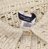 Carmen Marc Valvo Crochet Tunic Swim Cover Up Button Up Shirt Clay Brown L