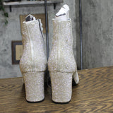 A New Day Womens Cailin Rhinestone Wide Width Ankle Boots Silver Gray 12W
