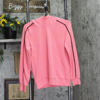 J Jason Wu Womens French Terry Hoodie w/ Lace Trim A454510 Pink / Black 2XS