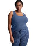 State Of Day Womens Ribbed Sleep Tank Top 100180162WN Nightfall Blue 1X