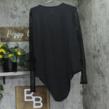 Nina Parker Mesh Panel Long Sleeve Bodysuit 621-CSBS178W Anthracite Black 3X