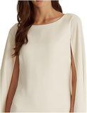 Lauren Ralph Lauren Cape Georgette Cocktail Dress Mascarpone Cream Off White 10