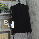 Cece Womens Mixed Media Mock Neck Knit Top 7052699 Rich Black 1 XL