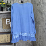 DG2 by Diane Gilman Womens Printed Peplum Top 668151 Chambray Blue L