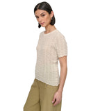DKNY Womens Lightweight Ruched Scalloped Hem Top P52SAW83 Coconut Off White XL