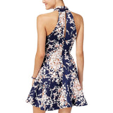 B. Darlin Womens Printed Mini Fit & Flare Dress I56FJ478 Navy Blue 1/2