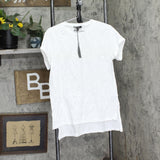 DG2 by Diane Gilman Womens Embellished Cuff Sleeve Shirt Top 728935 White M