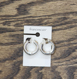Francesca's Chunky Huggie Hoop Earrings Silver Gray 1"