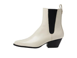Michael Kors Bootie Block Heel Chelsea Pull On Light Cream Off White / Black 9M