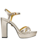 Donna Karan Spencer Platform Dress Sandals F1623231 White Gold 7.5M