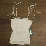 Wild Fable Womens Squareneck Tie Tank Spaghetti Strap Rolled Hem Top Off White S