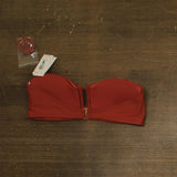 DKNY Shirred U-Wire Bandeau Bikini Top DIMTS403 Sunset Brown Orange L