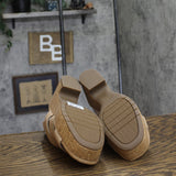 Clarks Womens Platform Cork Nerisa Grace Wedge Sandal Sand Nubuck Brown 8.5M