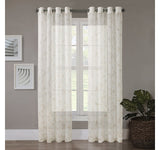 Regal Home Leaves Print Grommet Sheer Curtain Panel Ivory Linen White 50x84