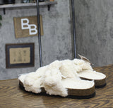 Auden Womens Jane Two Band Buckle Slide Slippers 91308535 Cream Off White 10M