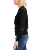 Tommy Hilfiger Womens Solid Lace-Trimmed Top J1LH0250