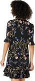 Cece Womens Short Sleeve Ruffled Garden Flora Knit Dress 7021719