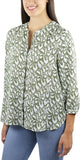 Jachs Girlfriend Ladies Womens Woven 3/4 Sleeve Blouse 1758413 Green S