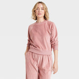 Universal Thread Womens Leisure Studio Velour Pullover Sweatshirt Mauve Pink M