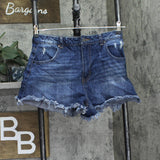 And Now This Frayed Distressed High Rise Denim Jean Shorts Medium Blue 29