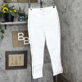 DG2 by Diane Gilman Virtual Stretch Beaded Accent Skinny Jeans White 10 Tall