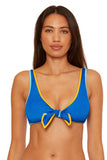Becca Crinkle Crush Textured Convertible Bikini Top 123257 Ocean Blue S