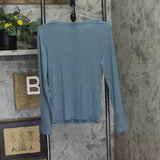 A New Day Womens Slim Fit Long Sleeve Crewneck Luxe Rib T-Shirt Teal Blue S