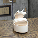 Journee Collection Miragge Comfort Foam Ankle Strap Platform Sandals White 7.5M