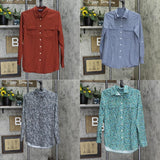 Lands' End Womens Commuter Long Sleeve Tunic Button Up Shirt 521197-Sample