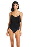 Beyond Control Womens Solid Citizen Tiered One-Piece Swimsuit LXSE00807 Black 8