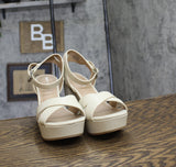 Sun + Stone Womens Lillah Dress Sandals Heels 10014732100 Bone Off White 10M