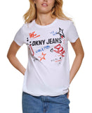 Dkny Jeans Women's Graffiti-Graphic Logo Short-Sleeve T-Shirt E2HFPDNA White S
