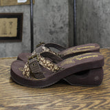 Skechers Cali Womens Foam Tennis Club Wedge Sandals 1673d5707817d1 Brown 6M